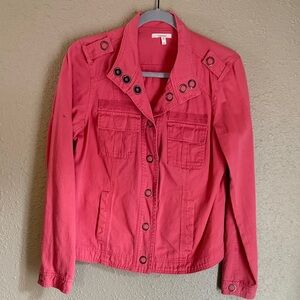 Maurices Pink Utility Jean Jacket with Grommet Accents